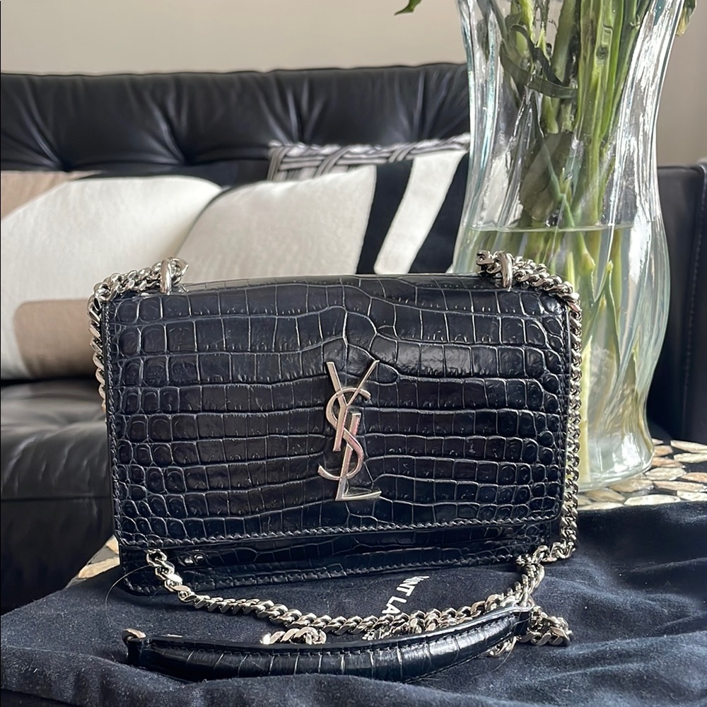 Yves Saint Laurent Black Crossbody Bag with Chain Strap